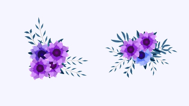 봄 꽃 컬렉션 예쁜 꽃다발 움 큼 상세한 클립 아트
