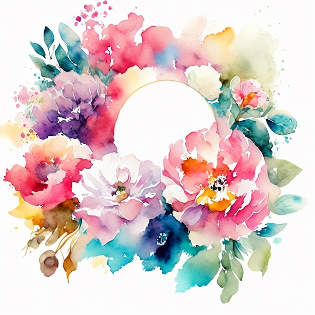 Букет-открытка для особого случая или акварельное цветочное искусство или яркий цветочный венок, элегантный цветочный