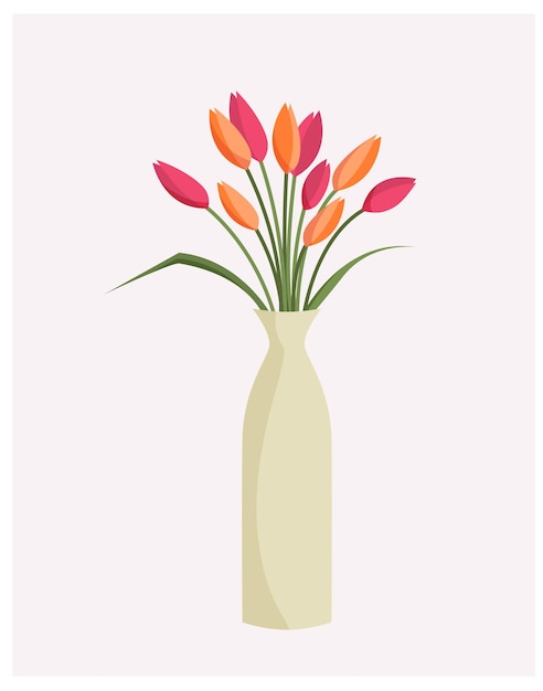 Bouquet of colorful tulips in a vase