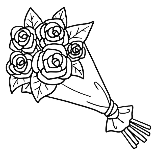 Bouquet of flower isolated coloring page for kids