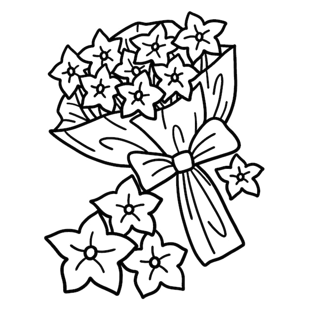 Bouquet Of Flower Isolated Coloring Page for Kids