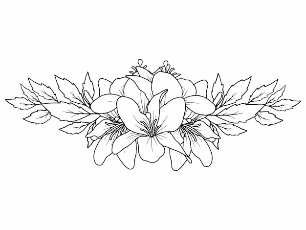 Bouquet Flower Line Art Illustration