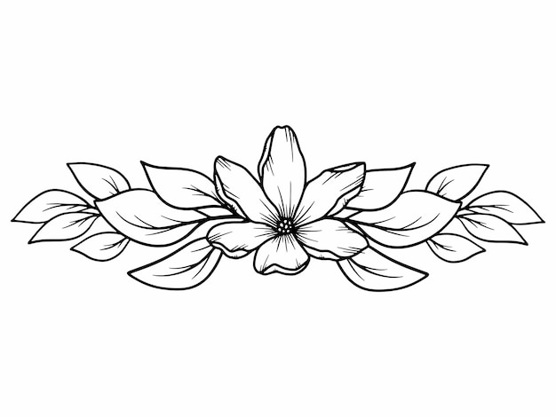 Vector bouquet flower line art illustration