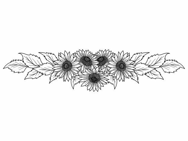 Bouquet flower line art illustration