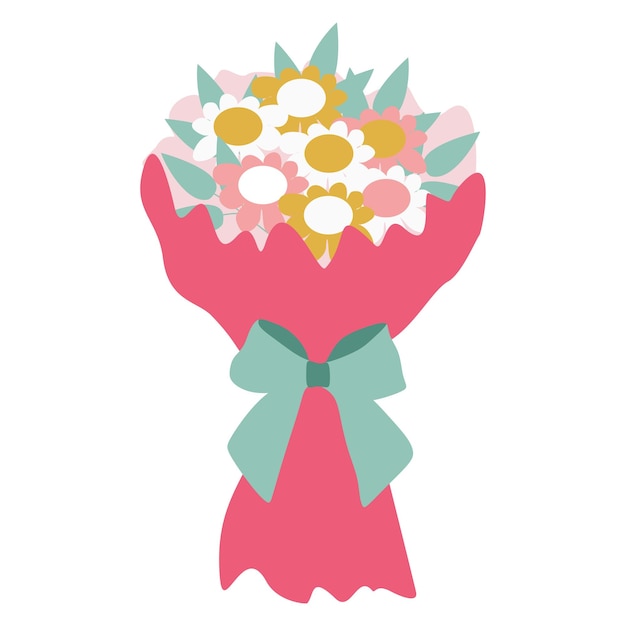 花束 フラットスタイル ベクトルイラスト 白に分離された 花のプレゼント ホリデー マザーデー バレンタインデー バースデー デザイン要素 グリーティングカードステッカー バナーポスター
