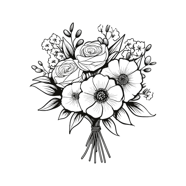 Vector bouquet of flowers simple