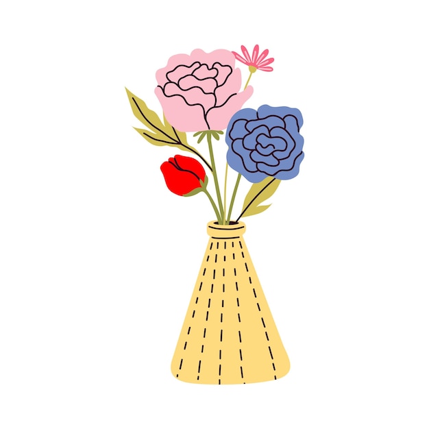 bouquet of flowers in vase floral illustration