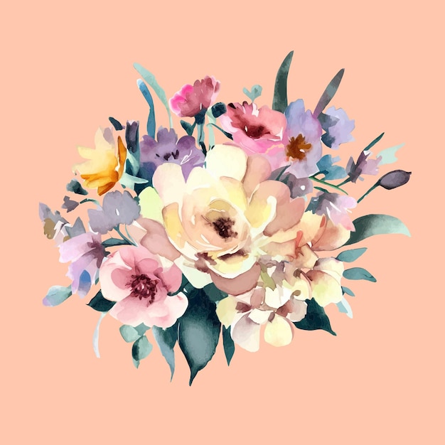 Bouquet of Flowers watercolor vector wedding design floral design