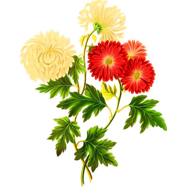 A bouquet of flowers on a white background