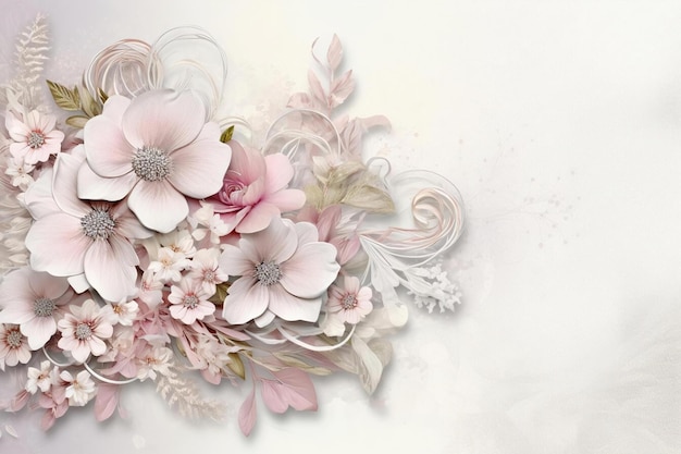 A bouquet of pink flowers on a white background