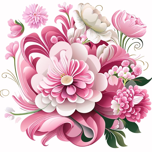 bouquet of pink flowers on a white background