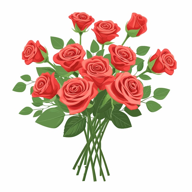 Vettore bouquet di rose rosse san valentino 136