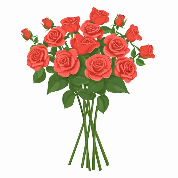 Vector bouquet of red roses valentines day 28