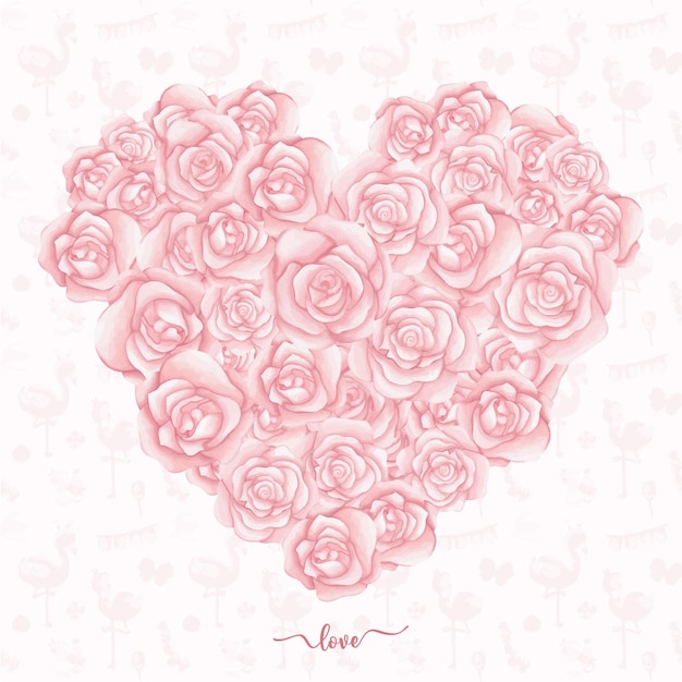 Букет розового сердца рисованной иллюстрации Любовь и Валентина elementsxDxA