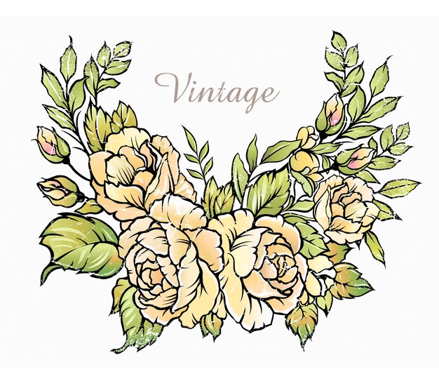 Mazzo di rose illustrazione vettoriale vintage