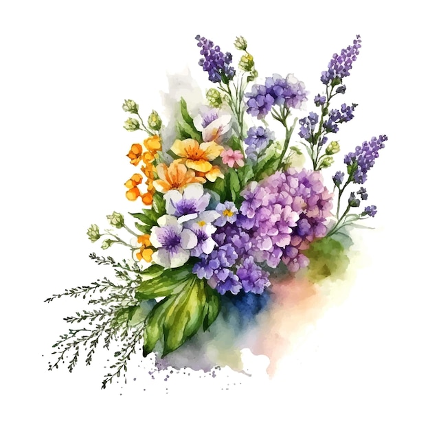 Bouquet of spring flowers watercolor Flowers watercolor illustration Manual composition Spring Summer