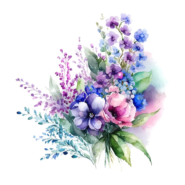 Bouquet of spring flowers watercolor flowers watercolor illustration manual composition spring