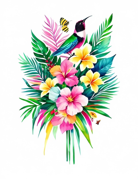 Vector a bouquet of tropical flowers