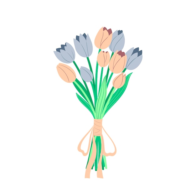 Vettore bouquet di tulipani isolato su sfondo bianco grafica vettoriale