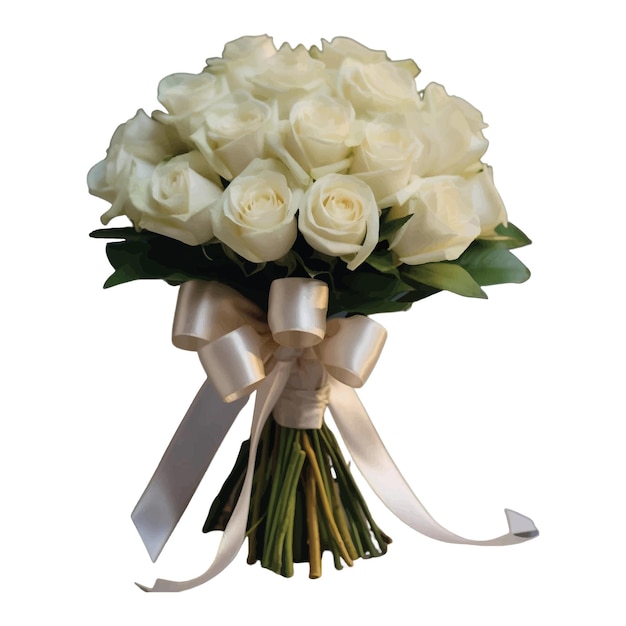 Bouquet of white roses on a white background