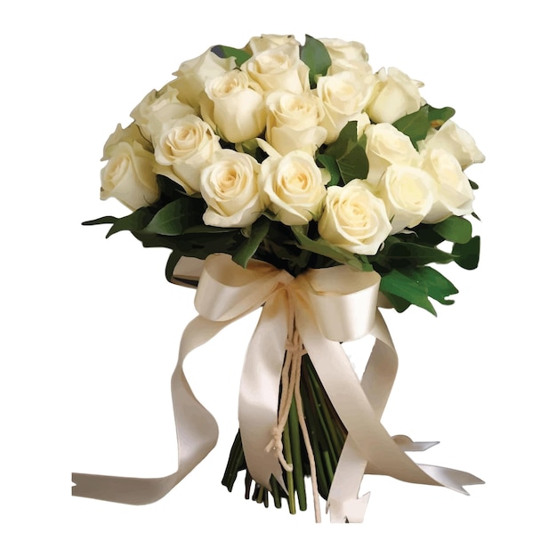 Bouquet of white roses on a white background