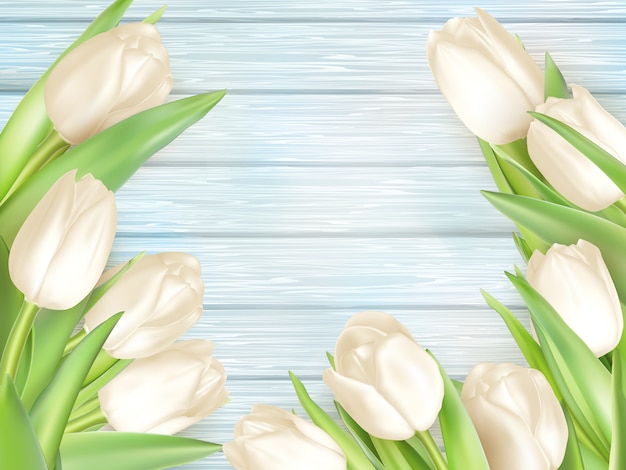 Bouquet of white tulips.