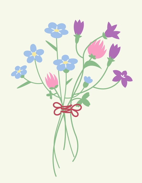 Vector bouquet with different wildflowers