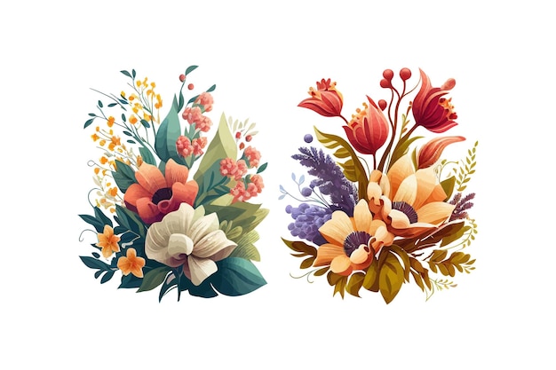 Bouquets of flowers Vector illustration desing