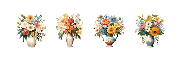Bouquets waterverf set Vector illustratie ontwerp