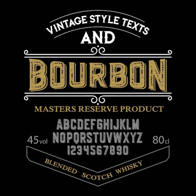 bourbon typeface and label