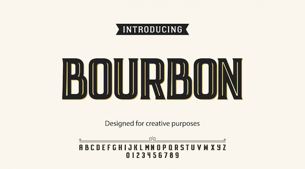 Bourbon 서체. 라벨 및 다른 유형 디자인 용