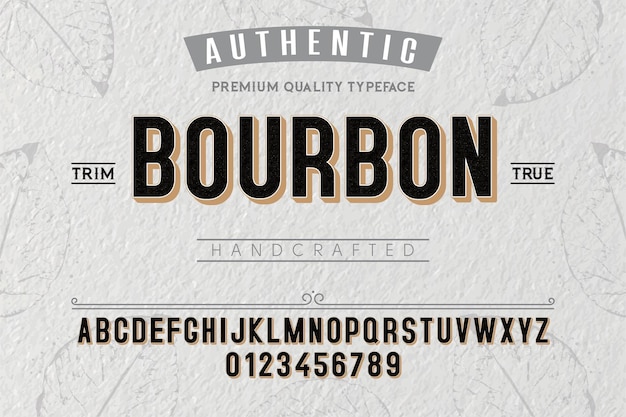 Vector bourbon typeface for labels and different type designs