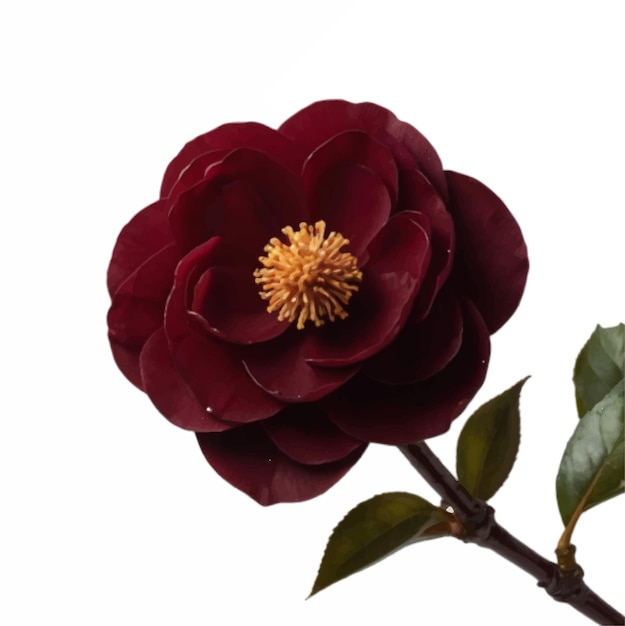 bourgogne kleur Camellia bloem geïsoleerd op witte achtergrond