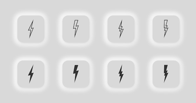 Bout bliksem pictogram Thunder flash illustratie symbool set Storm vector