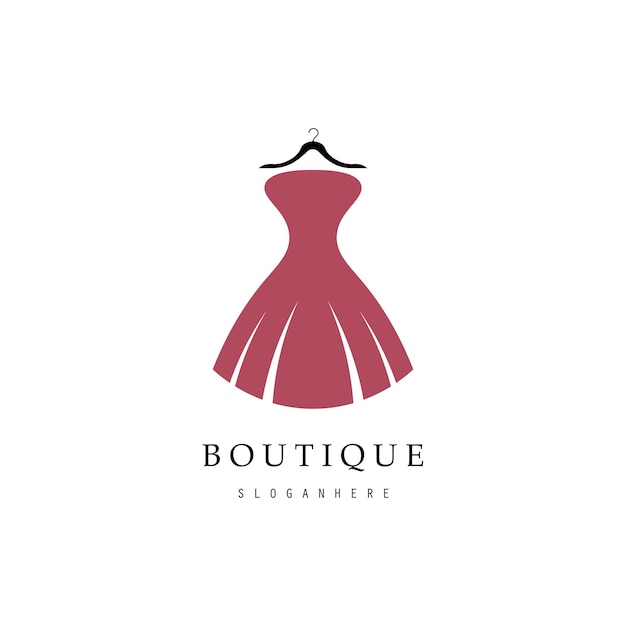 Boutique fashion logo Mannequin dress and handbag on pink backgroundWomens clothing logo with hanger luxury clothesLogo for businessboutiquefashion shopmodelshopping and beauty