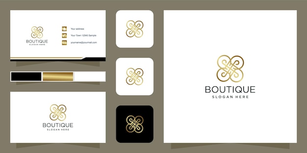 boutique logo ontwerp gouden kleur mooie sjabloon