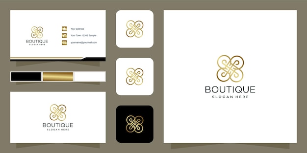 Vector boutique logo ontwerp gouden kleur mooie sjabloon