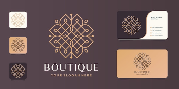 Vector boutique minimalist line art design.elegant monogram template,elegant,business card.