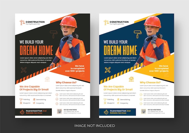 Bouw business flyer-sjabloon, a4 flyer-sjabloon