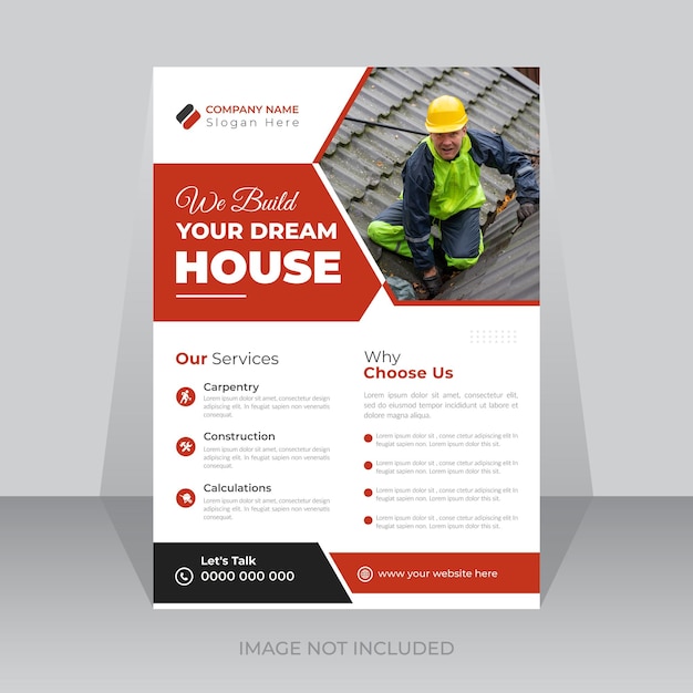 Bouw en renovatie flyer ontwerpsjabloon