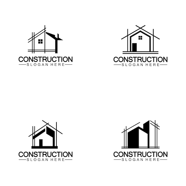 Bouw huis reparatie en gebouw concept logo ontwerp huis gebouw bouw vector logo sjabloon