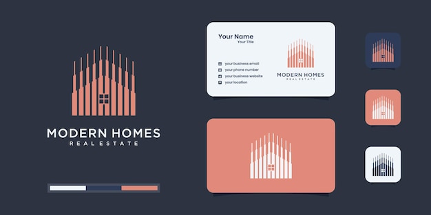 Bouw huislogo met lijnstijl. home build abstract voor logo-ontwerp