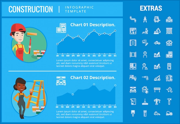 Bouw infographic sjabloon en elementen