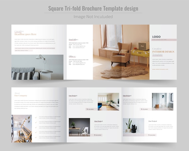 Vector bouw square tri fold brochure