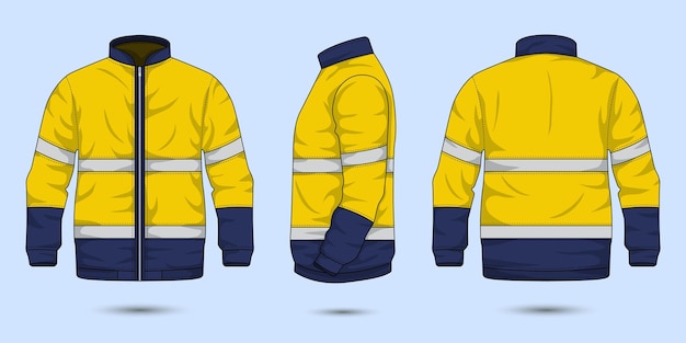 bouwvakker jas mockup voorkant en achterkant weergave vectorillustratie