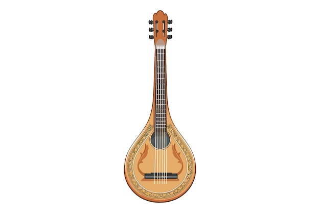 Bouzouki snaarinstrument als griekenland-object en traditioneel cultureel symbool platte grafische vectorillustraties geïsoleerd op witte achtergrond