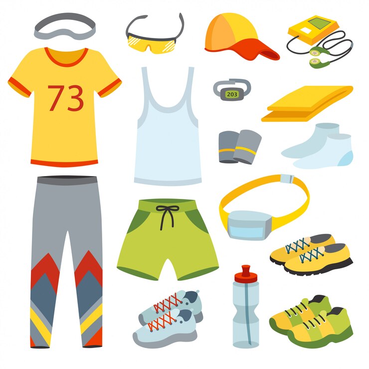 Vector bovenaanzicht lopende kleding cartoon vlakke afbeelding.