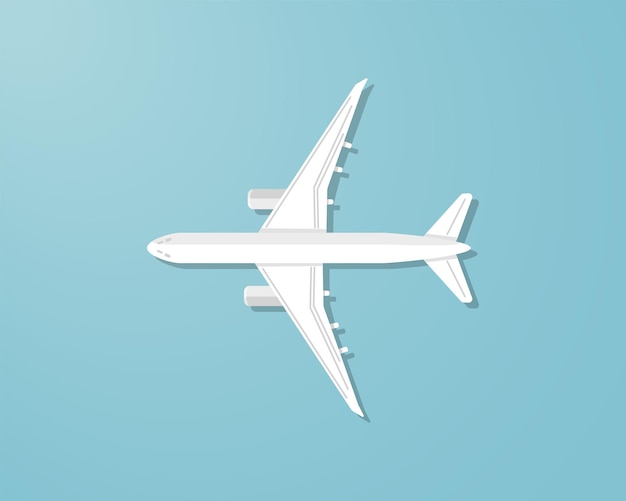 Bovenaanzicht passagiersvliegtuig vector eenvoudig ontwerp geïsoleerd vliegtuig