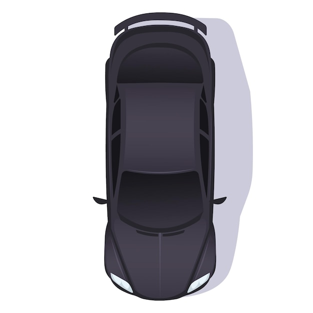 Bovenbeeld van een zwarte auto op een witte achtergrond Vectorillustratie