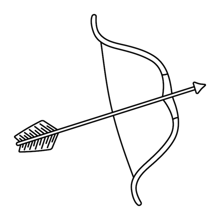 वेक्टर bow and arrow archery vector black line illustration editable stroke